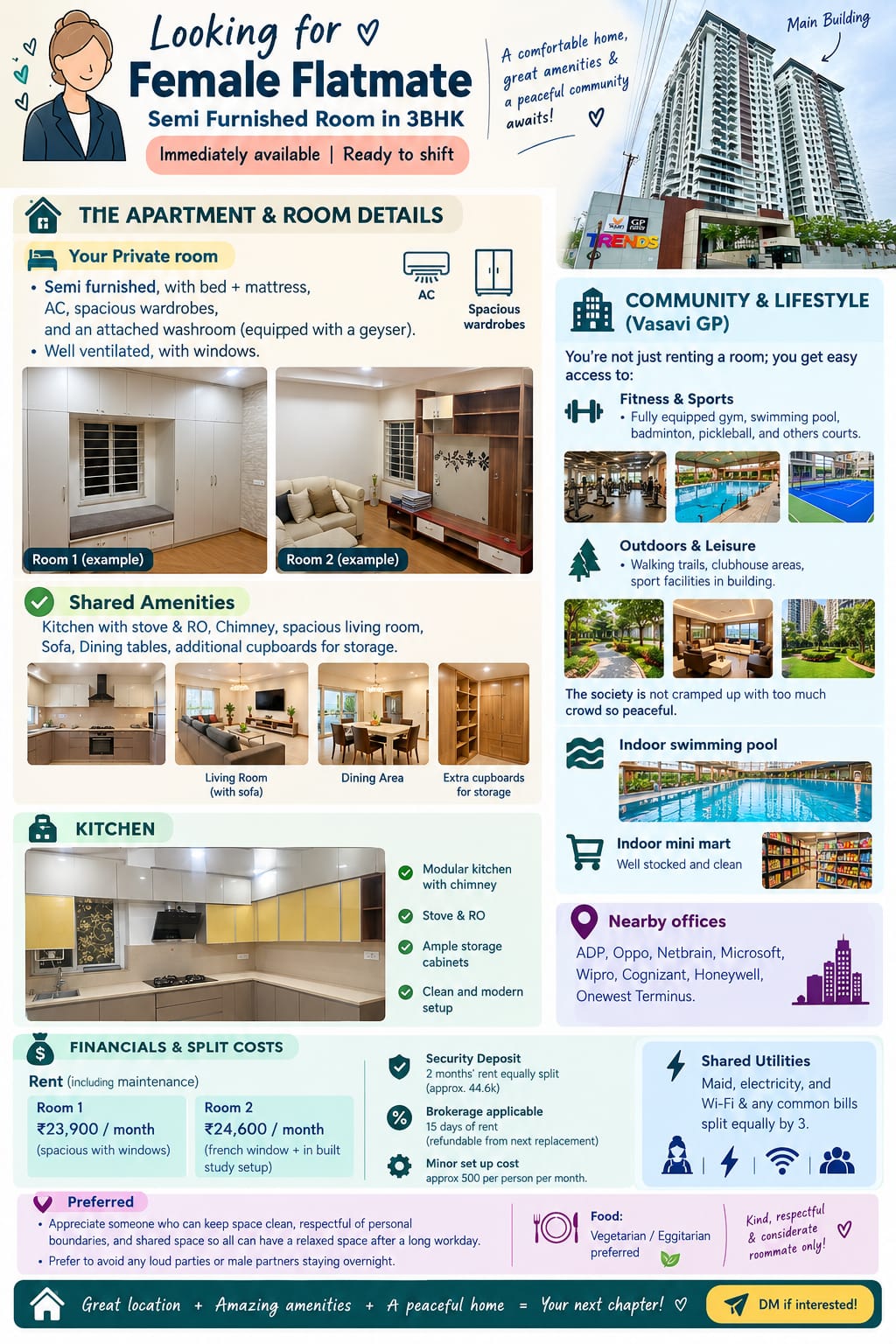 Room for rent in Vasavi GP Nanakramguda