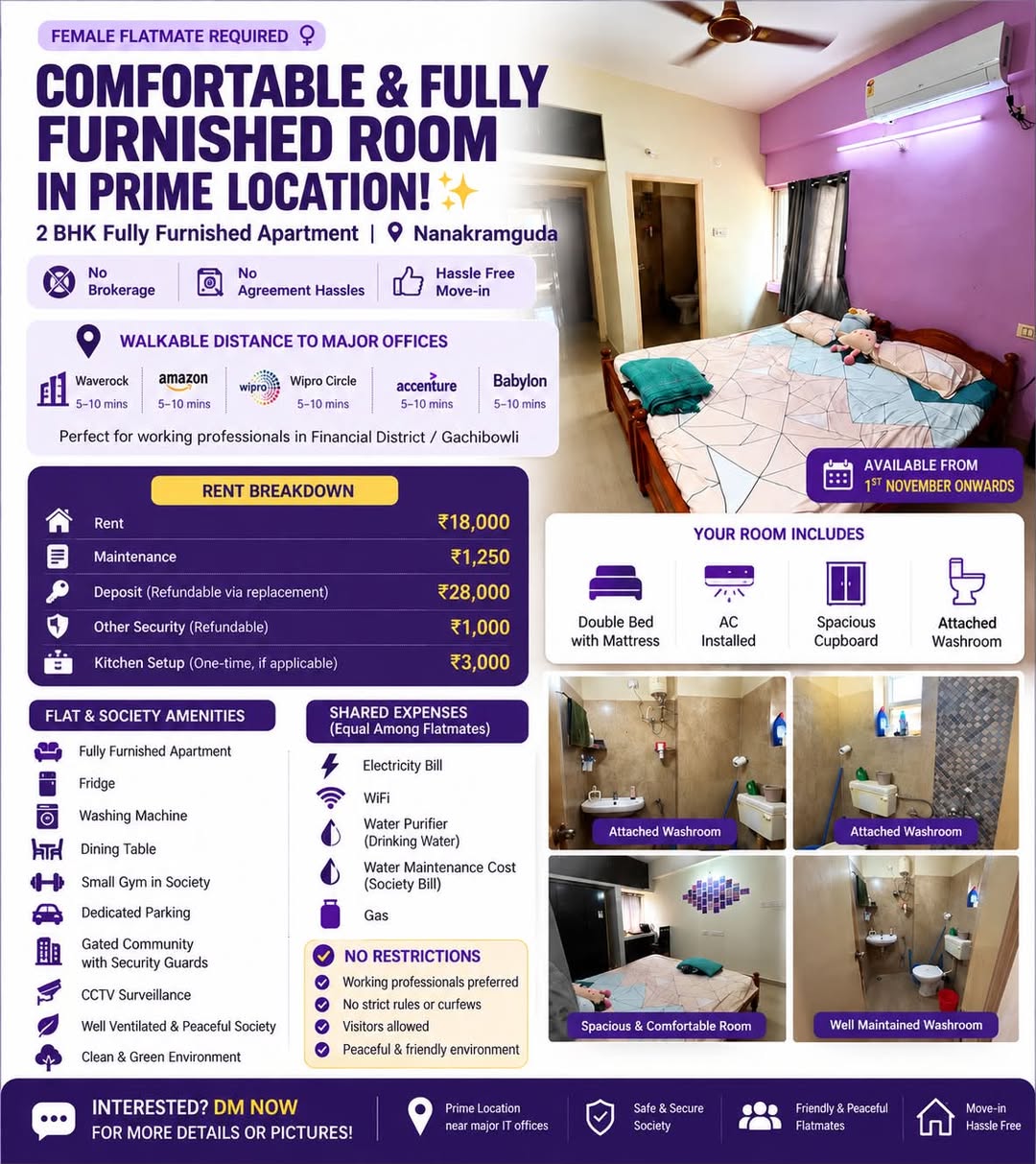 Room for rent in Nanakramguda